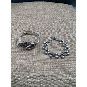 Bundle of Two Lucky Brand Silver Tone Bracelets